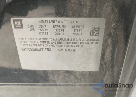 2016 Chevrolet Cruze Limited Ls Auto из США, поврежденный, VIN 1G1PC5SH0G7211764